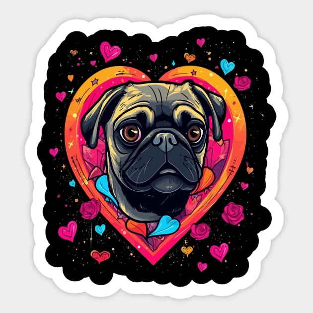 Pug Valentine Day Sticker by JH Mart